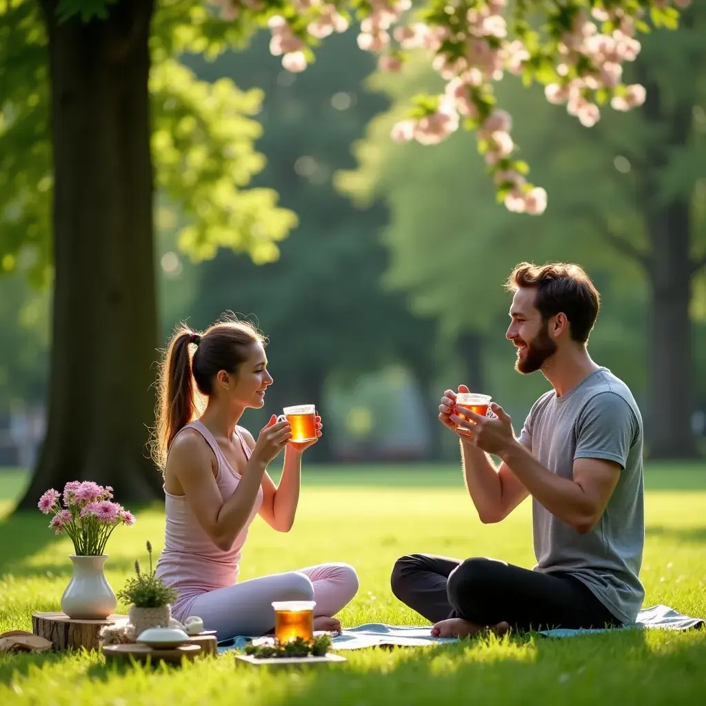 Scène de détente avec une personne savourant une tasse de tisane